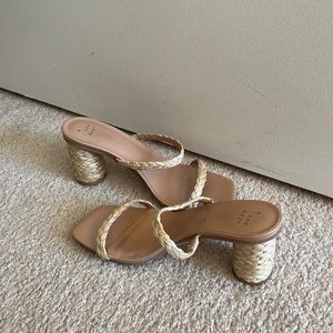 A New Day tan straw block heels